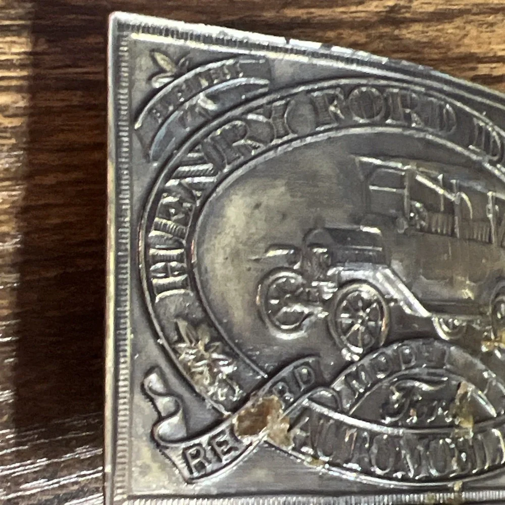 Vintage Henry Ford Detroit Automobiles Model T Car Record Year Belt Buckle